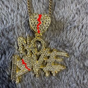 Gold and Red Heart Pendant Necklace